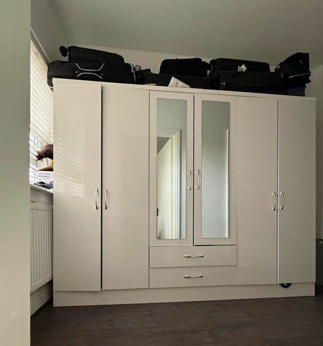 White freestanding wardrobe - freestanding, 6