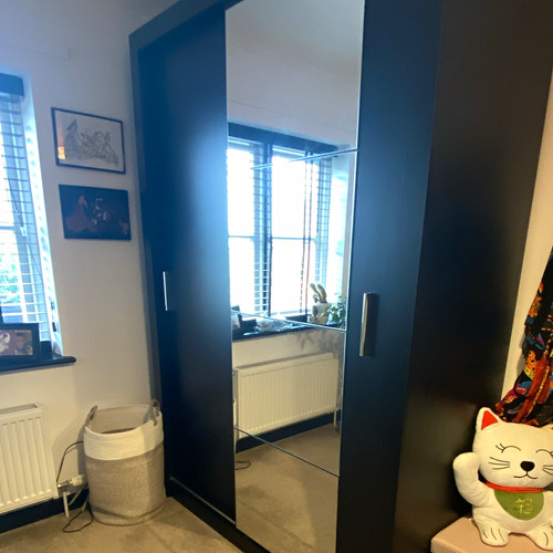 Black freestanding wardrobe - black, 3